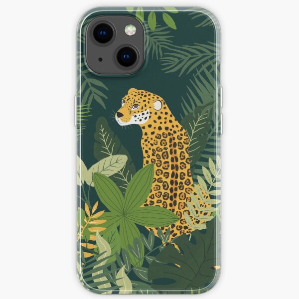 Jaguar in a Jungle on Green iPhone Soft Case