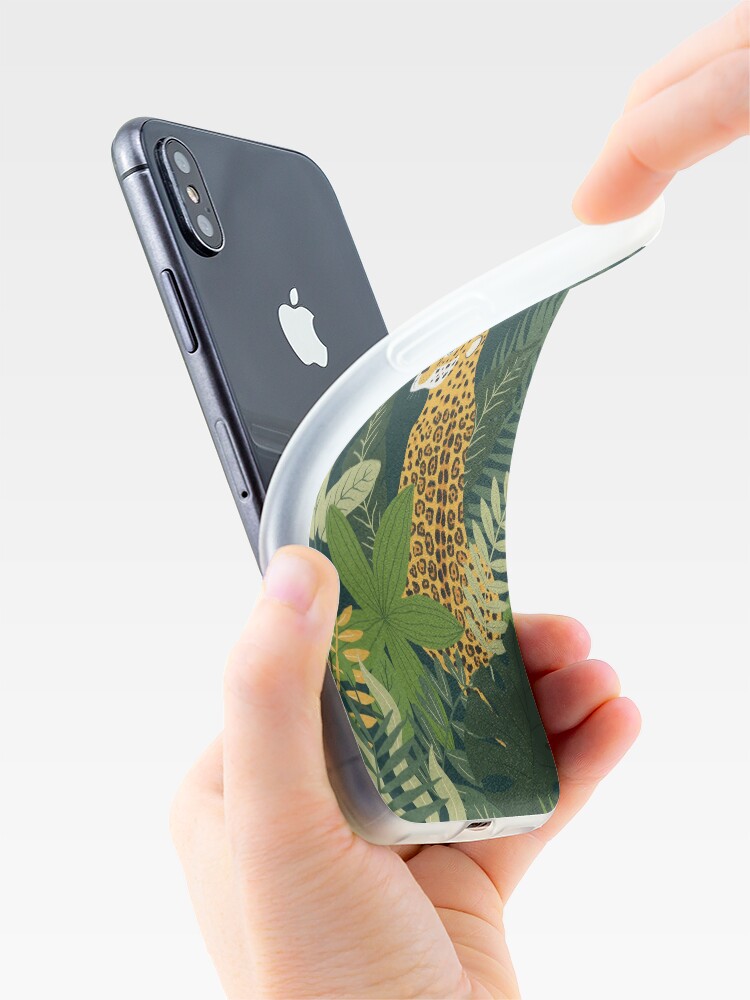 Alternate view of Jaguar in a Jungle on Green iPhone Case