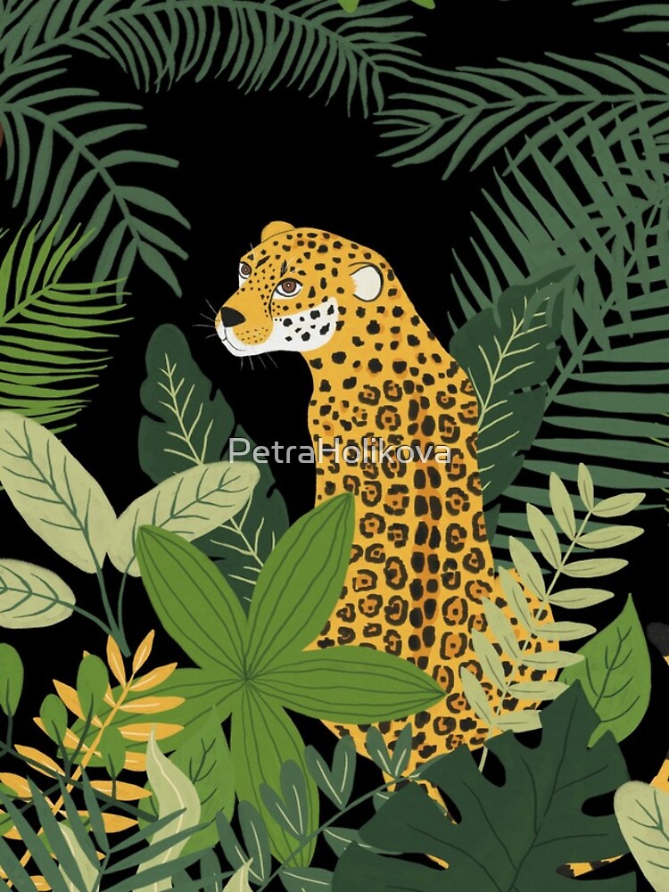 Jaguar in a Jungle on Black by PetraHolikova