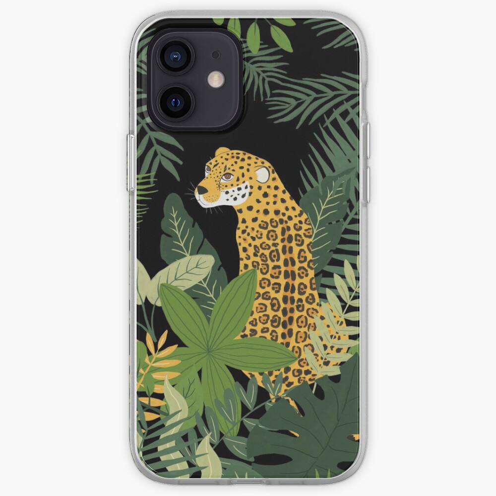Jaguar in a Jungle on Black iPhone Case