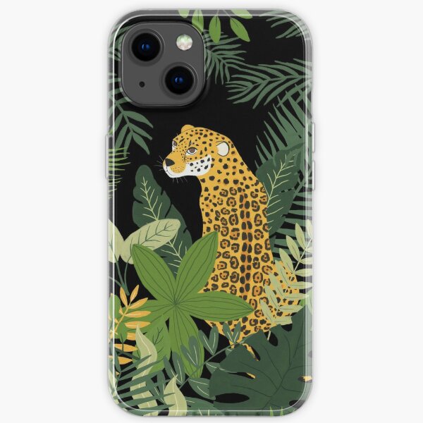Jaguar in a Jungle on Black iPhone Soft Case