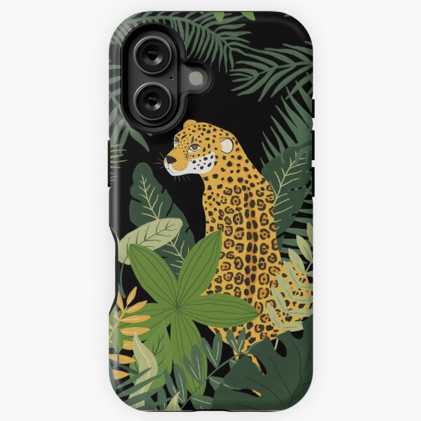 Jaguar in a Jungle on Black iPhone Tough Case