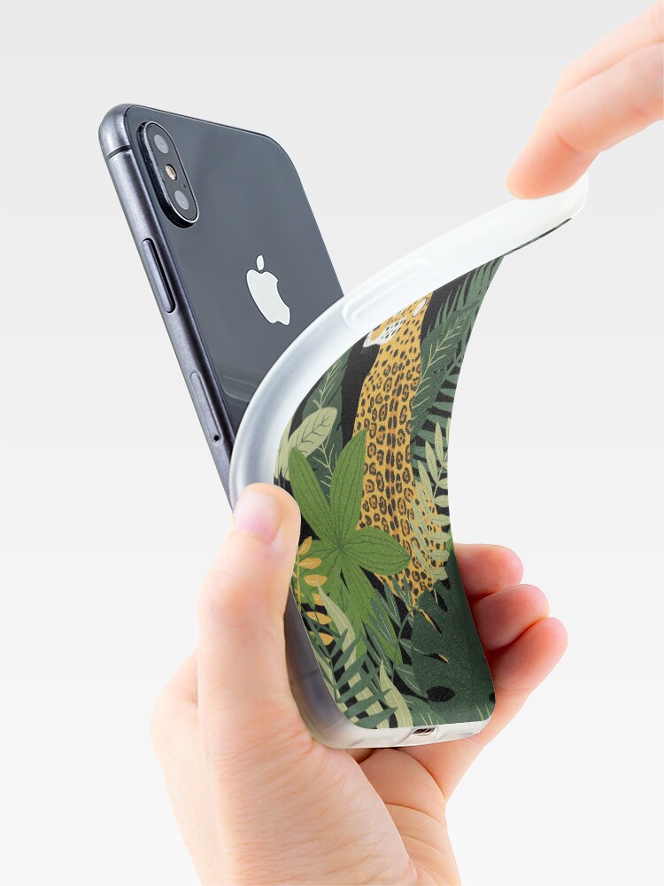 Alternate view of Jaguar in a Jungle on Black iPhone Case