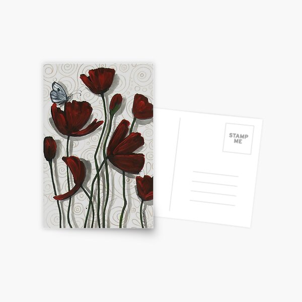 Red Poppies with a Butterfly Postcard