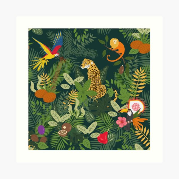 Amazon Jungle on Green Art Print