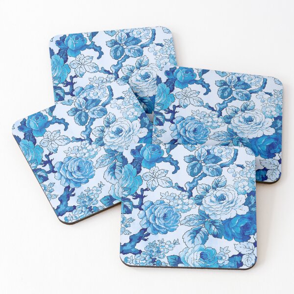 Item preview, Antique French Blue Floral Fabric Artwork designed and sold by FuzzyHoney.