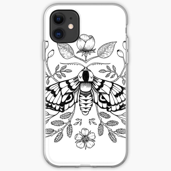 Black Moth with Berries and Rosehip iPhone Soft Case