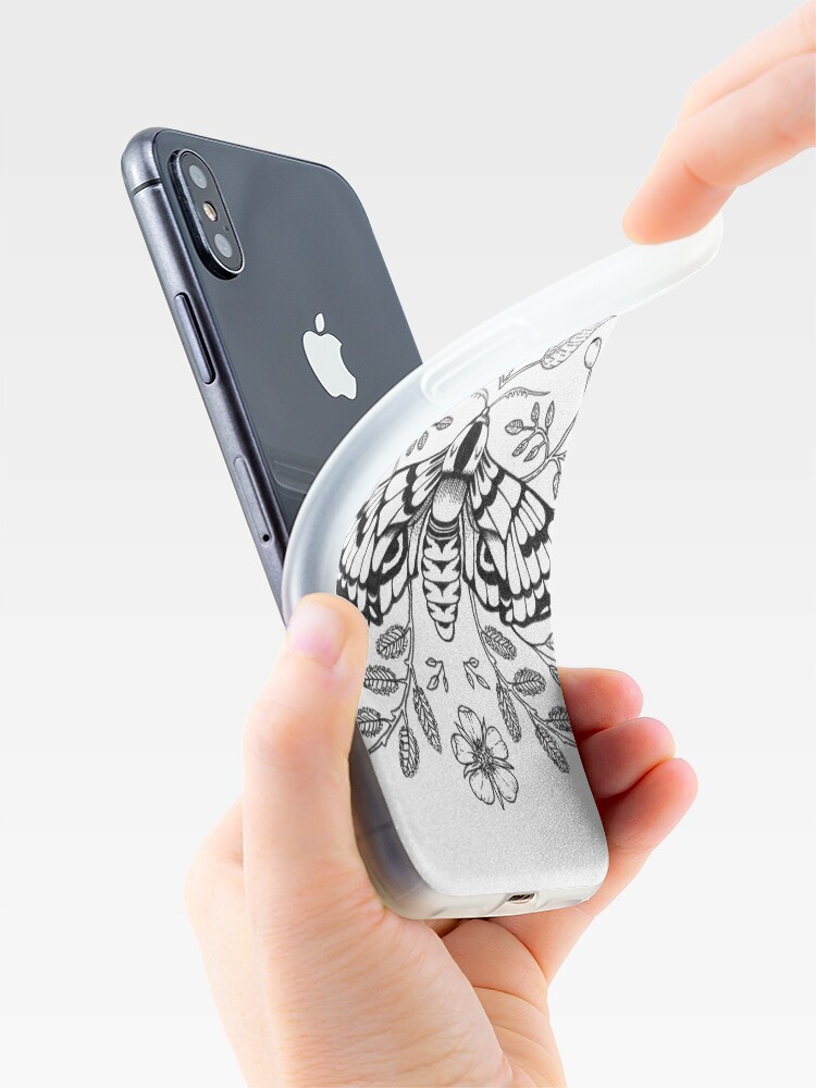 Alternate view of Black Moth with Berries and Rosehip iPhone Case & Cover
