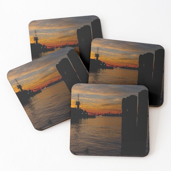 Item preview, Sun Setting on Tug Boats designed and sold by ShootFirstNYC.