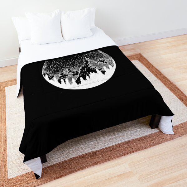 NIGHT SKY, SNOW, WHITE MOUNTAINS. Comforter