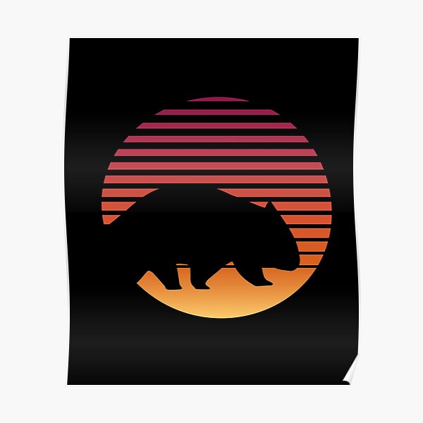 Wombat Retro Cute Australia Wilderness Wild Animal Poster