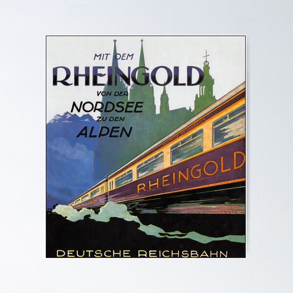 Item preview, Mit dem Rheingold von Nordsee zu den Alpen vintage travel poster designed and sold by stickart-marek.
