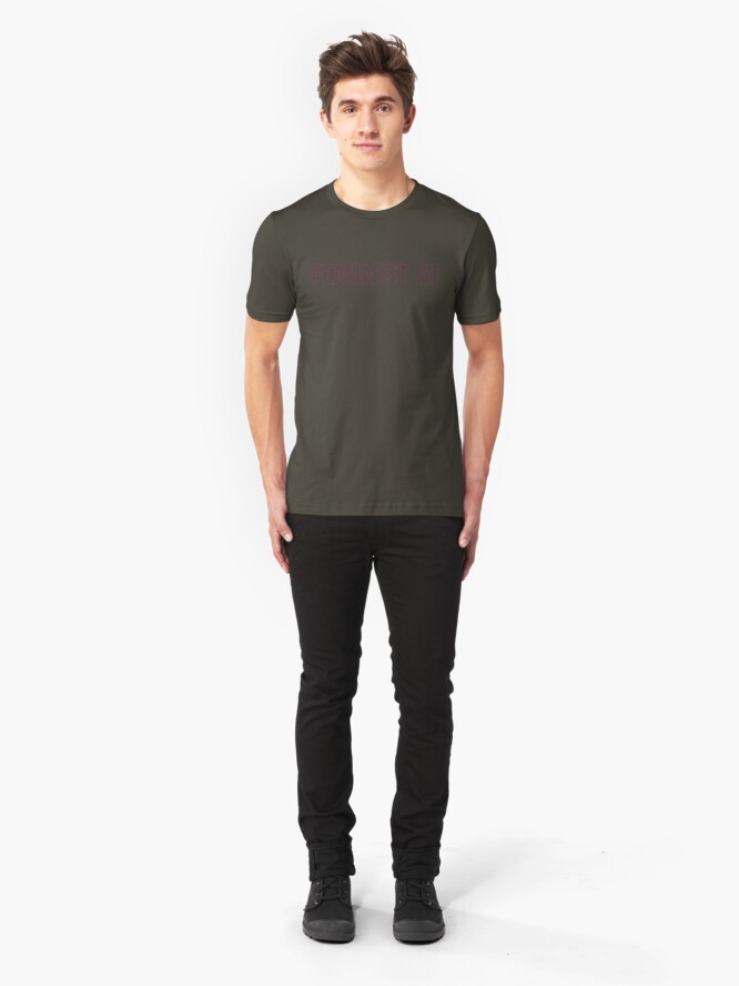 Alternate view of FEMINIST AF - Pinkish and Transparent Slim Fit T-Shirt