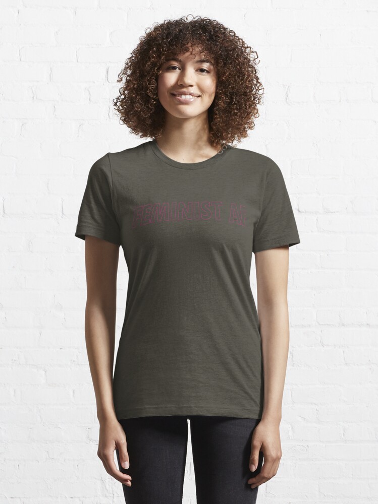 Alternate view of FEMINIST AF - Pinkish and Transparent Essential T-Shirt