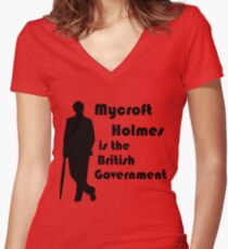 Mycroft Holmes, British Government (Black) Women's Fitted V-Neck T-Shirt
