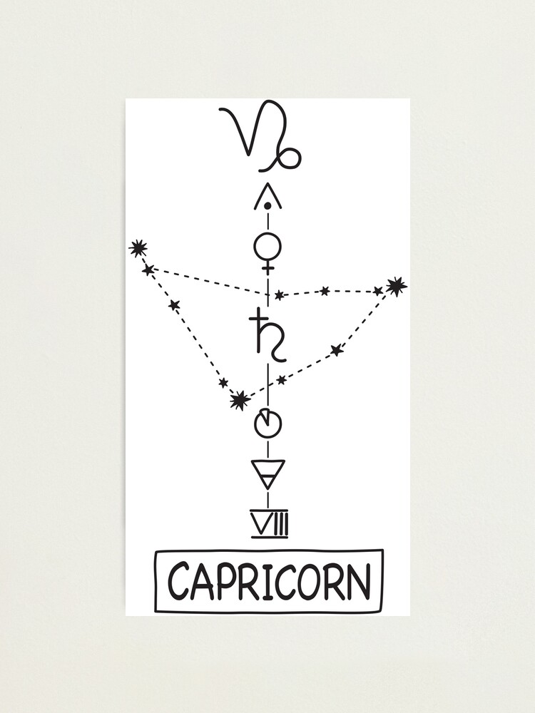 Capricorn Zodiac black Photographic Print