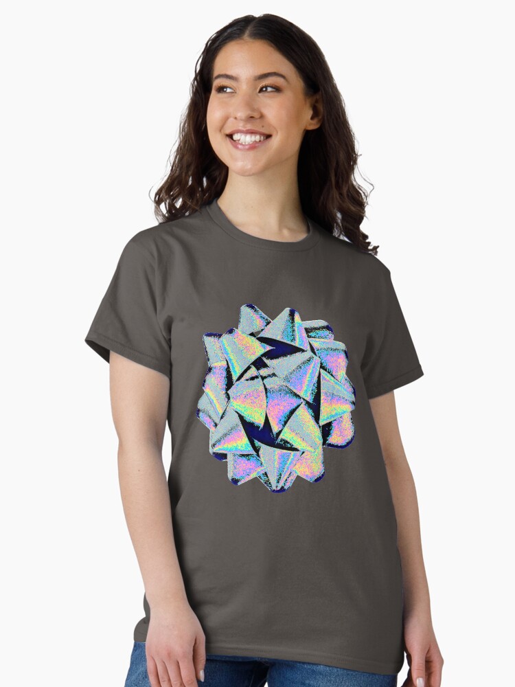 Thumbnail 2 of 7, Classic T-Shirt, Silver Holographic Bow designed and sold by dinaaaaaah.