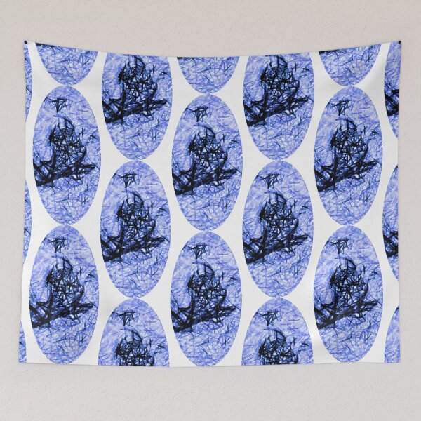 Item preview, Blue Scratched Oblong designed and sold by Hazel Meades.