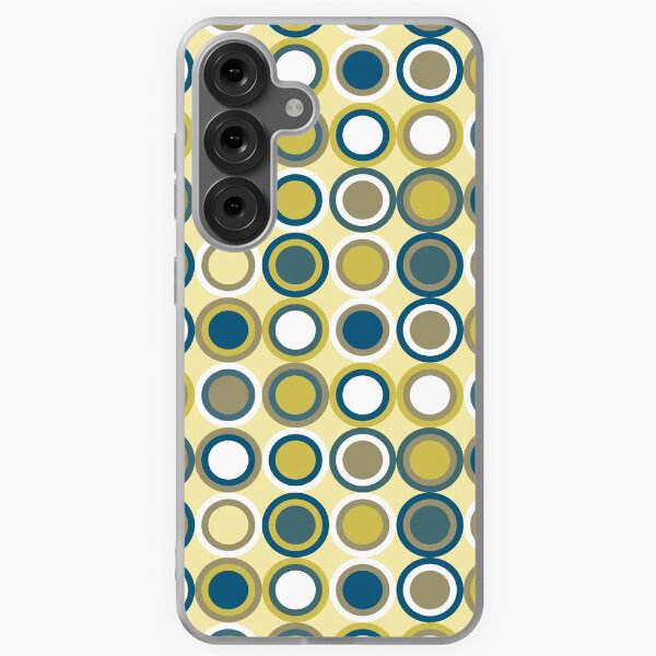 Item preview, Yellow Blue Tan White Retro Circles Pattern designed and sold by Orchard Berry.