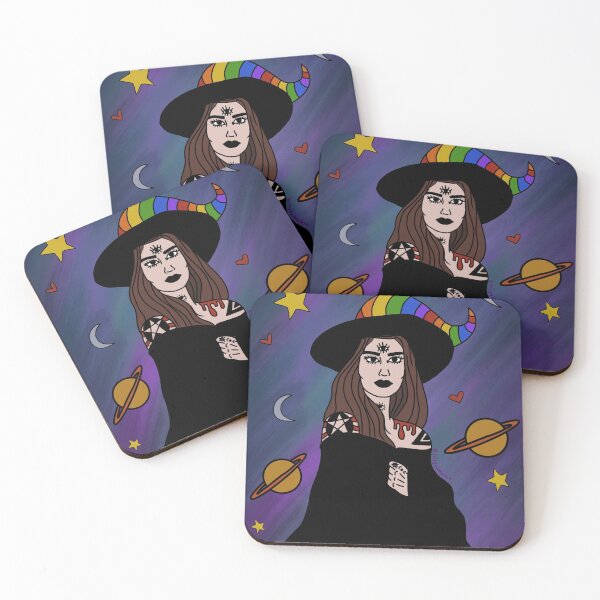 Item preview, Rainbow witch girl designed and sold by Trippy Jane Art.