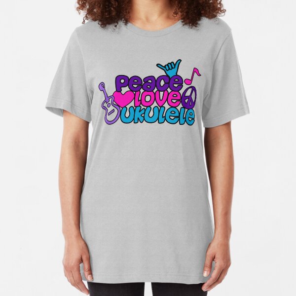 Ukulele Love Peace Slim Fit T-Shirt