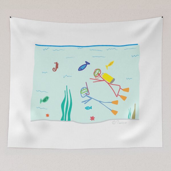 Item preview, Stick figure diving ocean swim vacation designed and sold by KlareLinie.