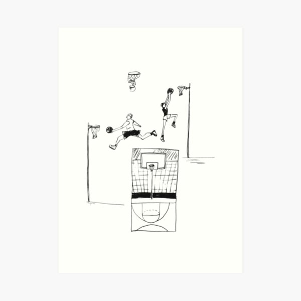 Basketball retro sketch Art Print