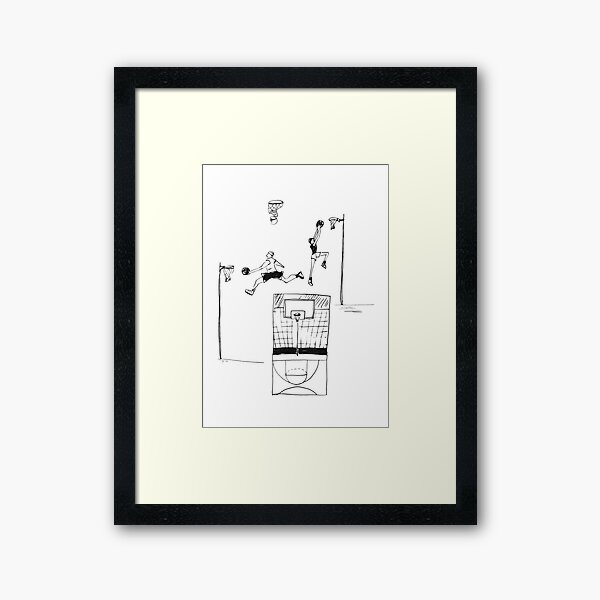 Basketball retro sketch Framed Art Print