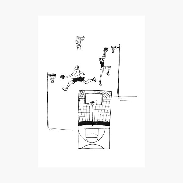 Basketball retro sketch Photographic Print