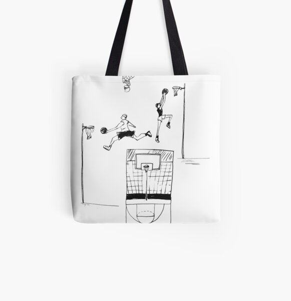 Basketball retro sketch All Over Print Tote Bag