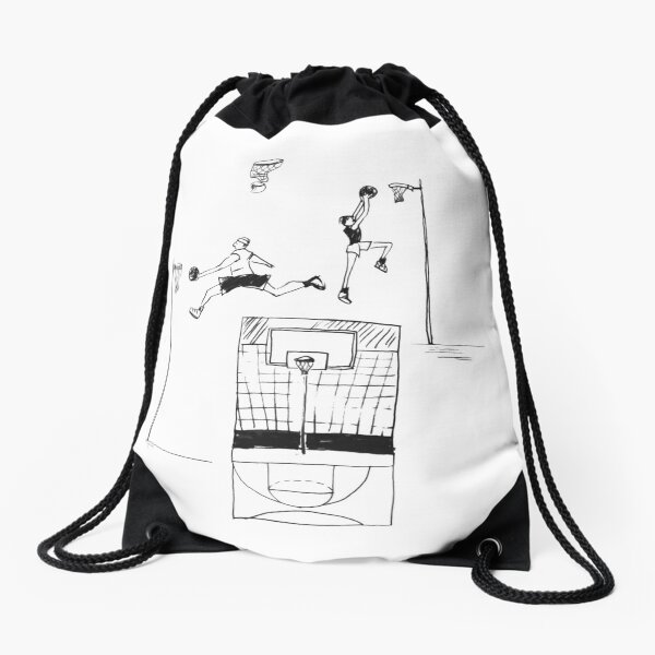 Basketball retro sketch Drawstring Bag