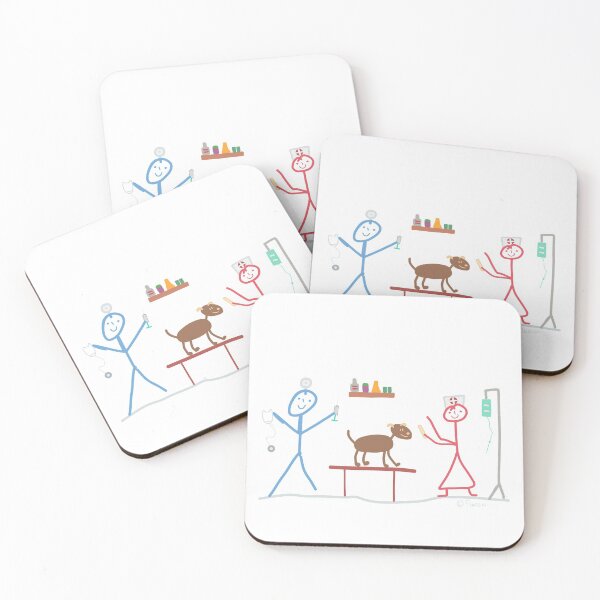 Item preview, Veterinarian stick figure woman helping cat dog designed and sold by KlareLinie.