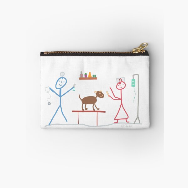 Item preview, Veterinarian stick figure woman helping cat dog designed and sold by KlareLinie.