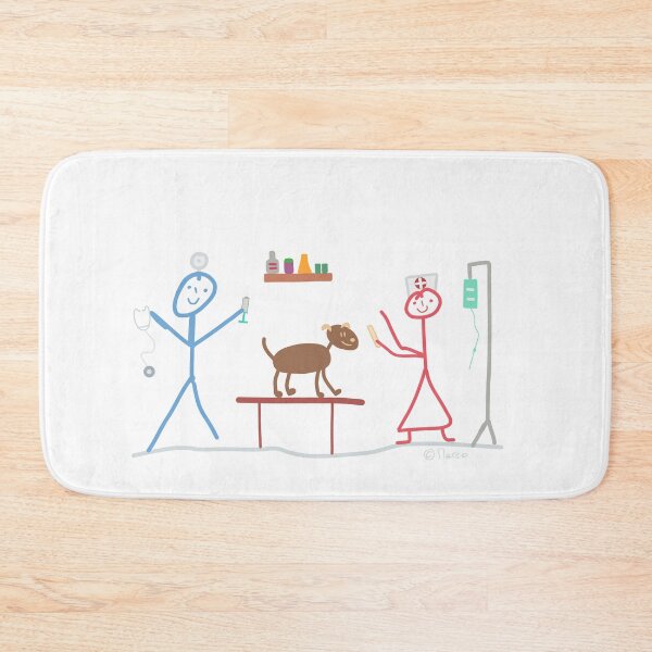 Item preview, Veterinarian stick figure woman helping cat dog designed and sold by KlareLinie.