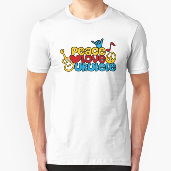 Ukulele Love Peace Slim Fit T-Shirt