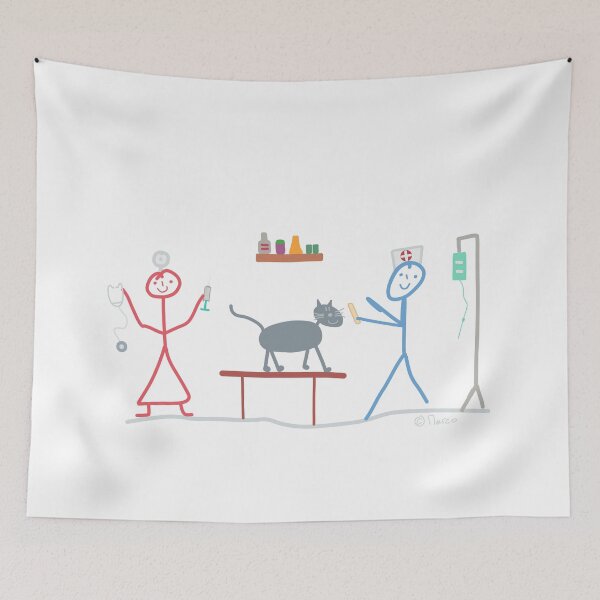 Item preview, Veterinarian care help health stick figure dog mouse profession cat designed and sold by KlareLinie.
