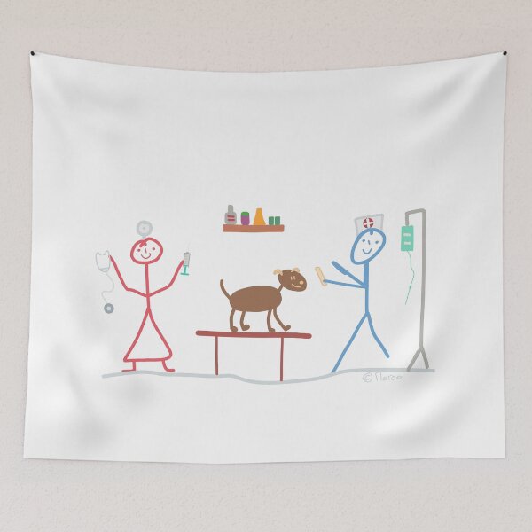 Item preview, Veterinarian care help health stick figure dog mouse profession cat designed and sold by KlareLinie.