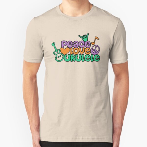 Ukulele Love Peace Slim Fit T-Shirt
