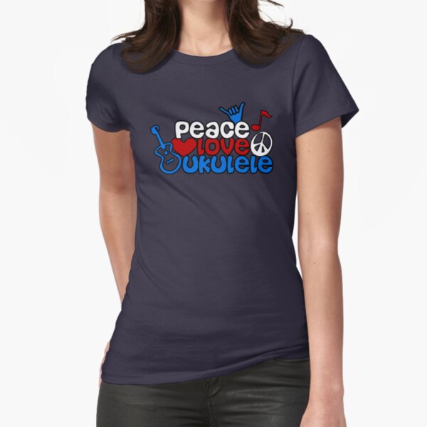 Ukulele Love Peace  Fitted T-Shirt