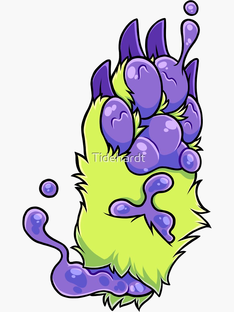"Candy Gore Paw Yellow/Purple" Sticker for Sale by Tidehardt Redbubble
