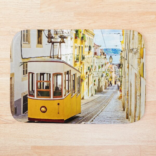 Lisbon Portugal Tram train - Funicular Bath Mat