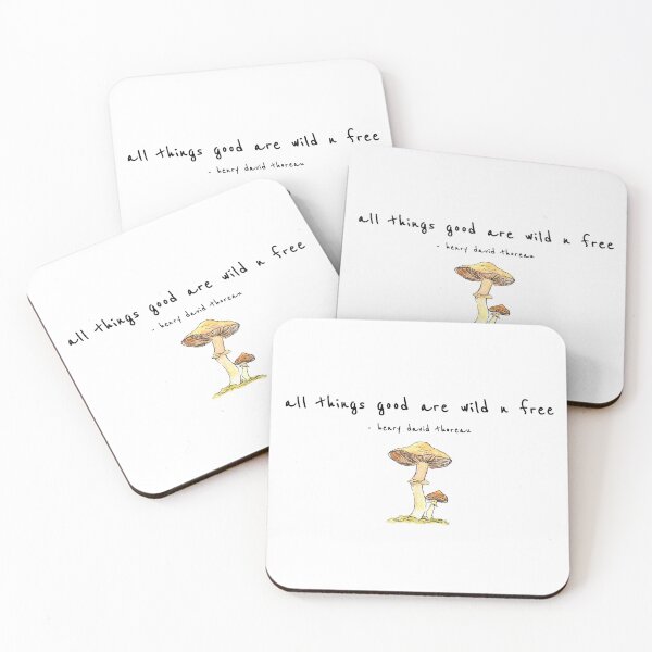 Item preview, Watercolor Mushroom - Thoreau quote designed and sold by Preternatural.