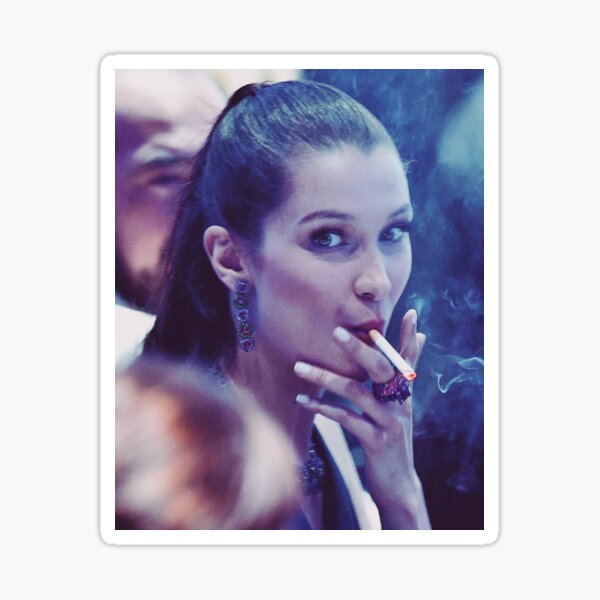 Bella Hadid Smoking Sticker For Sale By Lambosdesigns Redbubble