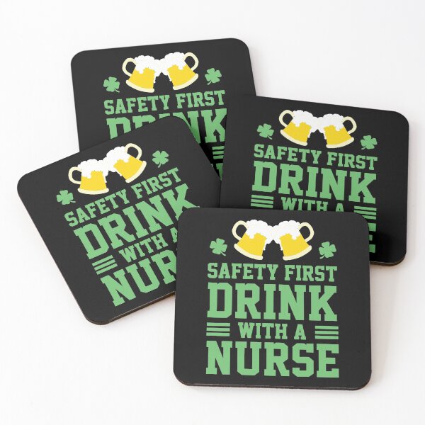 Item preview, Safety First Drink con una enfermera St Patrick Day designed and sold by KiteOfWind.