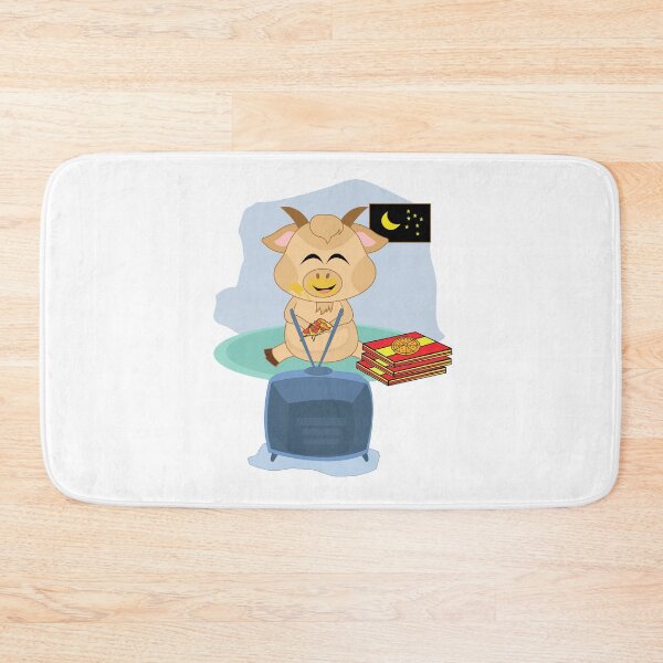 Item preview,  happy goat pizza watching television moon star designed and sold by Gex909.