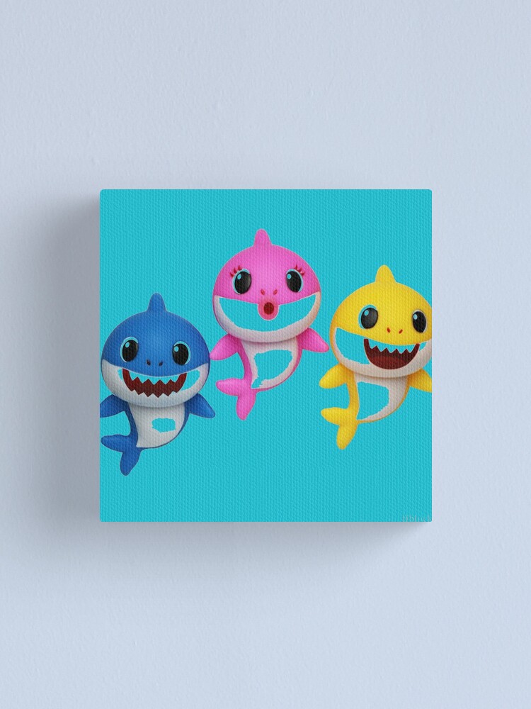 Baby Shark Cartoon Characters Canvas Print By Mirashop Redbubble