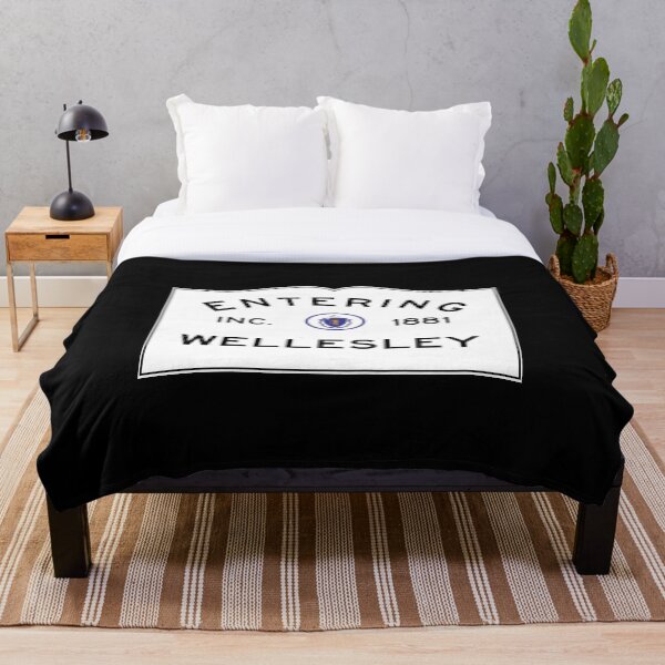 Entering Wellesley - Commonwealth of Massachusetts Road Sign Throw Blanket