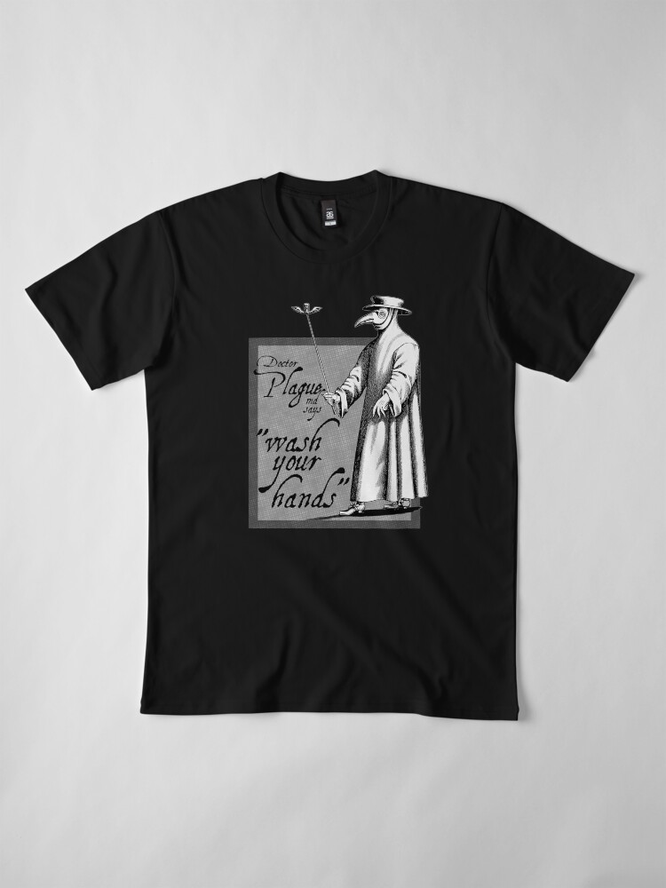 Alternate view of Doctor Plague says wash your hands gray health awareness art comic book style Premium T-Shirt