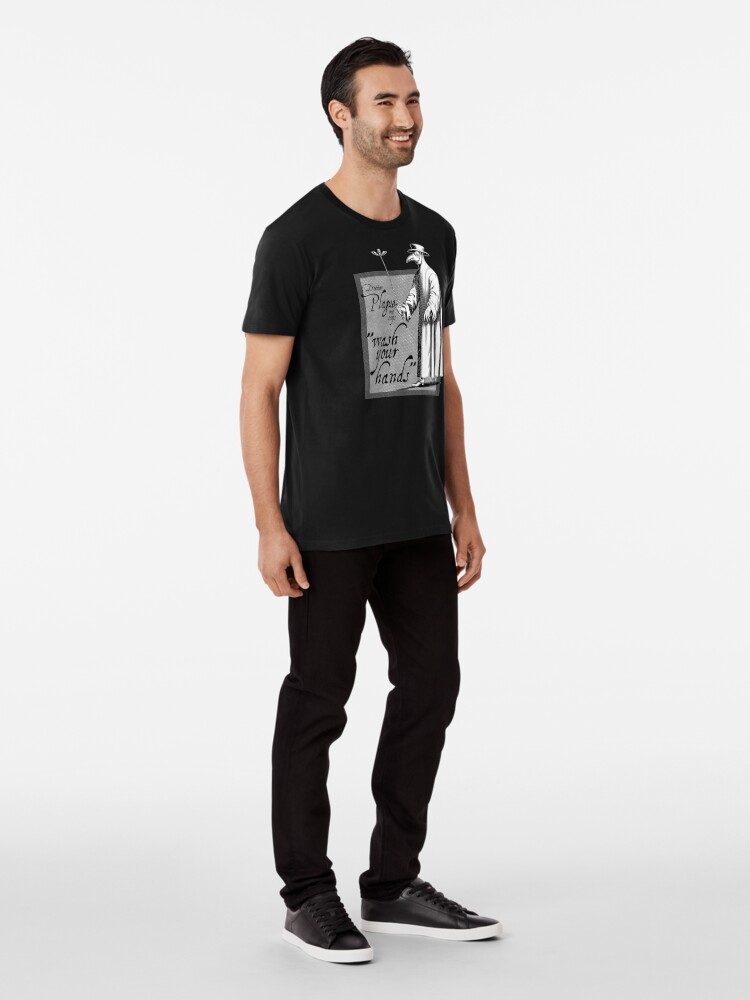 Alternate view of Doctor Plague says wash your hands gray health awareness art comic book style Premium T-Shirt