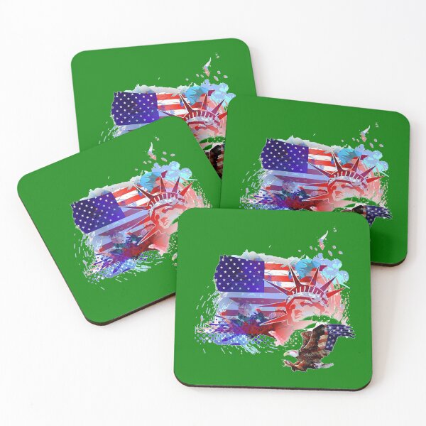 Item preview, Green American Flag American Eagle Statute of Liberty designed and sold by Rowena Jones.